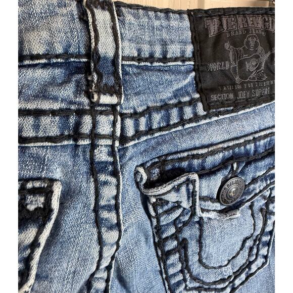 True Religion Joey Super T Flare Jeans Womens Size 25 USA Made Low Rise Bootcut - Picture 10 of 12